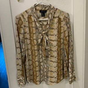 Rachel Zoe snake print pussy bow blouse